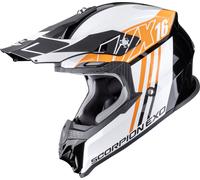 Scorpion VX-16 Evo Air Lignes Casco de motocross, negro-blanco-naranja, tamaño L para Hombres