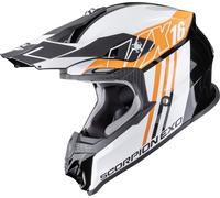 Scorpion VX-16 Evo Air Lignes Casco de motocross, negro-blanco-naranja, tamaño M para Hombres