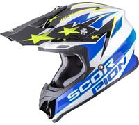 Scorpion VX-16 Evo Air Patriot Casco de motocross, blanco-azul-amarillo, tamaño S para Hombres