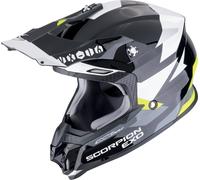 Scorpion VX-16 Evo Air Rod Casco de motocross, negro-blanco-amarillo, tamaño S para Hombres