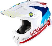Scorpion VX-22 Air Mips Ares, casco de cruz S male Blanco/Azul/Rojo