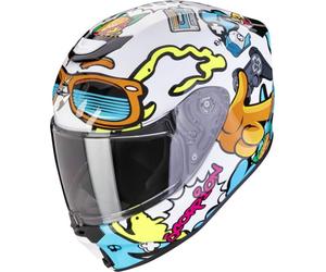 ScorpionEXO 120-437-74-05 Casco, Adultos Unisex, Blanco-Azul, L