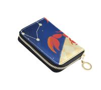 Scorpions Stars - Cartera de piel azul y rojo con monedero Cion con bloqueo RFID, libro de tarjetas de crédito con cremallera