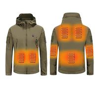 scosao Chaqueta con Calefacción Hombre Recargable USB Chaquetas Calefactables A Prueba de Viento Abrigo Gorro Calefactable de Invierno Chamarra para Caza Pesca Moto Esquí Camping,Green,XXL
