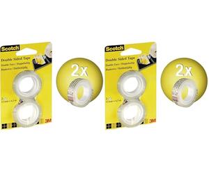 Scotch 136R2N Cinta Adhesiva de Doble Cara, Paquete de Recambio, 2 Rollos de 12 mm נ6,3 m, Incolora (Paquete de 2)