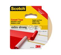Scotch 42022050 - Cinta de doble cara para moquetas extra fuerte (20 m x 50 mm) color blanco