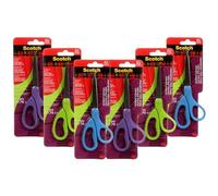 Scotch 7-Inch Student Scissors, Blue, Green, and Purple, Colors Vary, 6-Pack