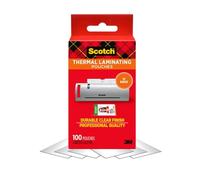 Scotch Bolsas de laminación térmica, 2.4 x 4.2 pulgadas, insignia de identificación sin clip, 100 bolsas (TP5852-100)