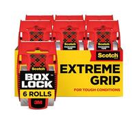 Scotch Box Lock Cinta de embalar - 6 Rollos con dispensadores, 48 mm x 20,3 m - Cinta Adhesiva de Calidad para Cerrar Cajas, Cartones y Paquetes