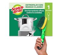 Scotch-Brite Cepillo Dosificador de Jabón para Platos - Esponja con Mango y Dispensador de Líquido, Uso Intenso, Duradero y Suave con las Manos | Limpieza Potente para Ollas, Sartenes y Hornillos