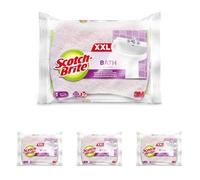 Scotch-Brite Esponja XXL para Fregar el Baño, 1 Unidad por Paquete - Suave y Duradera, para Superficies Delicadas como Vidrio, Cromados y Cerámica (Paquete de 4)