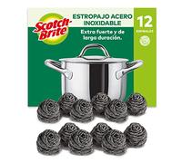 Scotch-Brite Estropajo de Acero Inoxidable, 12 Unidades por Paquete, Almohadillas Metálicas para Fregar, Limpiador de Cocina de Alta Resistencia para Limpiezas Difíciles