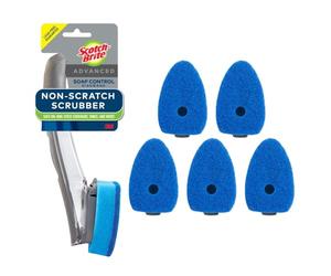 Scotch-Brite Non-Scratch Advanced Soap Control Dishwand Kit, Includes 1 Wand & 5 Refill Pads, Control Soap with A Button, Keep Your Hands out of Dirty Water