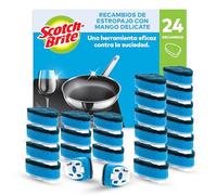 Scotch-Brite Recambios de Estropajo con Mango no Raya, 24 Unidades - para Limpiar Ollas, Sartenes y Bandejas de Horno