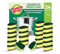 Scotch-Brite Recambios de Estropajo con Mango para tareas difíciles, 24 Unidades - para Limpiar Ollas, Sartenes y Bandejas de Horno