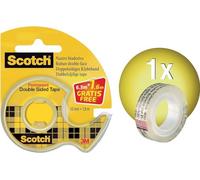 Scotch Cinta Adhesiva de Doble Cara - 2 Rollos de 12 mm נ6,3 m, Transparente - Adhesivo Permanente por Ambas Caras - Fuerte, Duradera y Segura para Fotos