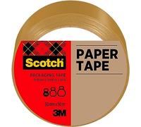 Scotch Cinta Adhesiva de Papel Para Correo, Marrón, 50 mm x 50 m, 1 Rollo/Paquete - Sellado de Paquetes Ligeros y Sobres