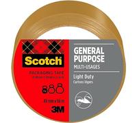 Scotch Cinta Adhesiva de Uso General, Marrón, 48 mm x 66 m, 1 Rollo/Paquete - de Calidad para Cerrar Cajas, Cartones y Paquetes