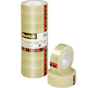 Scotch Cinta Adhesiva Transparente - 8 rollos - 19mm x 33m - Cinta Adhesiva para Uso General para el Colegio, el Hogar y la Oficina