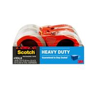 Scotch Cinta de embalaje resistente para envíos y mudanzas, transparente, suministros de embalaje y mudanza, 1.9 pulgadas x 54.6 yardas, 4 rollos de cinta con 4 dispensadores