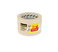 Scotch Cinta de Enmascarar Clásica, Beige - 24 mm x 50 m, Paquete de 3 Rollos - Cinta Adhesiva para Pintores, para Pintar y Decorar