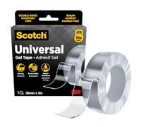 Scotch - Cinta de gel universal, 30 mm x 3 m, doble cara para aplicaciones multiusos y resistentes, cinta de montaje nano extraíble, transparente, resistente al agua, soporta hasta 9 kg