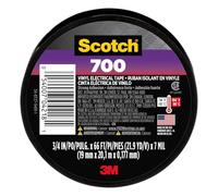 Scotch Cinta eléctrica de vinilo 700, 1 rollo, negro, 3/4 pulgadas x 66 pies, uso general, grado comercial, clasificado para temperaturas de hasta 194 grados, altamente flexible, elástica y