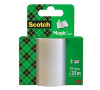 Scotch Cinta Mágica - 1 Rollo de 12 mm x 33 m - Cinta Adhesiva de Uso General para Reparación, Etiquetado y Sellado de Paquetes y Documentos