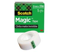 Scotch Cinta Mágica - 1 Rollo de 19 mm x 10 m - Cinta Adhesiva de Uso General para Reparación, Etiquetado y Sellado de Paquetes y Documentos