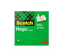 Scotch Cinta Mágica - 1 Rollo de 19 mm x 25 m con dispensador portátil + 5 m GRATIS - Cinta Adhesiva de Uso General para Reparación, Etiquetado y Sellado de Paquetes y Documentos