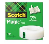 Scotch Cinta Mágica - 1 Rollo de 25 mm x 66 m - Cinta Adhesiva de Uso General para Reparación, Etiquetado y Sellado de Paquetes y Documentos