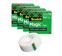 Scotch Cinta Mágica - 2 Rollos de 12 mm x 66 m - Cinta Adhesiva de Uso General para Reparación, Etiquetado y Sellado de Paquetes y Documentos