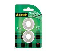 Scotch Cinta Mágica - 4 Rollos de 19 mm x 33 m - Cinta Adhesiva de Uso General para Reparación, Etiquetado y Sellado de Paquetes y Documentos