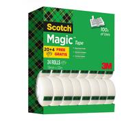 Scotch Cinta Mágica - 24 Rollos de 19 mm x 33 m - Cinta Adhesiva de Uso General