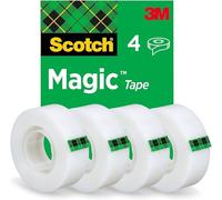 Scotch Cinta Mágica - 3 Rollos de 19 mm נ25 m - Cinta Adhesiva de Uso General para Reparación, Etiquetado y Sellado de Paquetes y Documentos