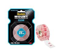 Scotch Cinta, tiras y cuadrados de montaje transparentes de doble cara Scotch-Moun: 1 in. x 125 in. (Claro)