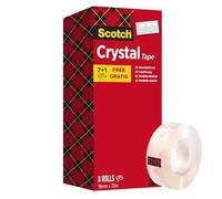 Scotch Crystal Cinta Adhesiva Transparente, 8 Rollos, 19mm×33m - Unión Fuerte y Permanente