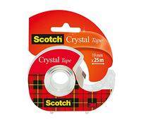 Scotch Crystal Cinta supertransparente, 19 mm x 25 m, 1 rollo en dispensador manual/paquete