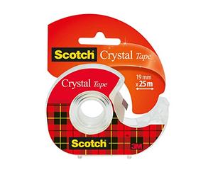 Scotch Crystal Cinta supertransparente, 19 mm x 25 m, 1 rollo en dispensador manual/paquete