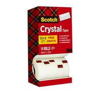 Scotch Crystal Cinta supertransparente, paquete ahorro de 14 rollos de 19 mm נ33 m