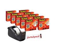 Scotch Dispensador C60 negro + cinta Crystal, 10 rollos de 19 mm x 33 m
