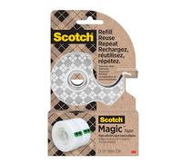 Scotch Dispensador de cinta de acero inoxidable, plata + cinta mágica Scotch fabricado con 66% adhesivo a base de plantas, 19 mm x 45 pies, 1 dispensador de mano + 2 rollos/paquete
