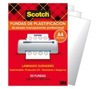 Scotch Fundas para Plastificar Térmicas A4, 125 Micras, 50 Fundas | Aptas para Fotos, Protección UV y Resistentes al Agua, Acabado Profesional para Certificados, Oficina, Escuela y Hogar