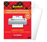 Scotch Fundas para Plastificar Térmicas A4, 80 Micras, 50 Fundas | Aptas para Fotos, Protección UV y Resistentes al Agua, Acabado Profesional para Certificados, Oficina, Escuela y Hogar
