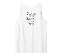 Scotch Kilts Bagpipes Gaelic Tartan Scotland Meme EN LA Espalda Camiseta sin Mangas