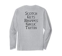 Scotch Kilts Bagpipes Gaelic Tartan Scotland Meme EN LA Espalda Manga Larga