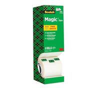 Scotch Magic Cinta Adhesiva Invisible - Caja de 8 Rollos de 19mm x 33m - Cinta Adhesiva de Uso General para Reparación, Etiquetado y Sellado de Paquetes y Documentos