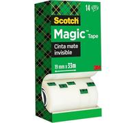 Scotch Magic Cinta Adhesiva Invisible - Paquete ahorro de 14 Rollos de 19mm x 33m - Cinta Adhesiva de Uso General para Reparación, Etiquetado y Sellado de Paquetes y Documentos