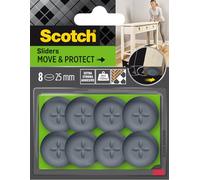 Scotch Move & Protect Sliders SP62A06, Adhesivo, Gris, Ø 25 mm, Paquete de 8, 150 kg