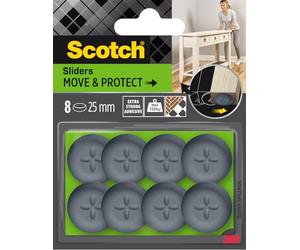 Scotch Move & Protect Sliders SP62A06, Adhesivo, Gris, Ø 25 mm, Paquete de 8, 150 kg